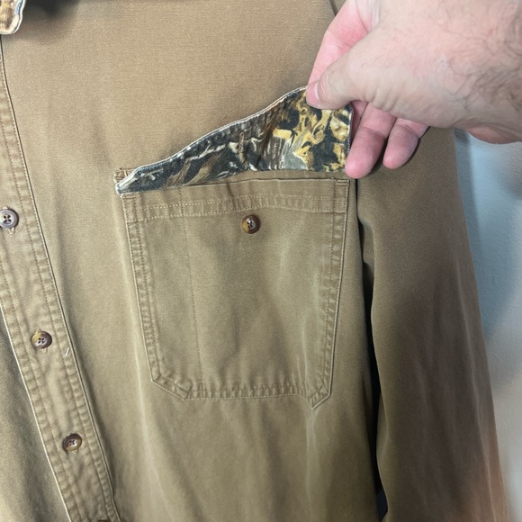 Cabela's Long Sleeve Button Down Woodland Camo Seclusion 3D Sz 2XL Tall - Picture 3 of 7